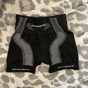 MISBHV SPORT Black & White biker shorts crafted in fitted knitwear.Logo on front